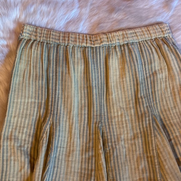 NWOT Free people Candice midi skirt sz small tan and grey stripped linen cotton - Picture 7 of 11